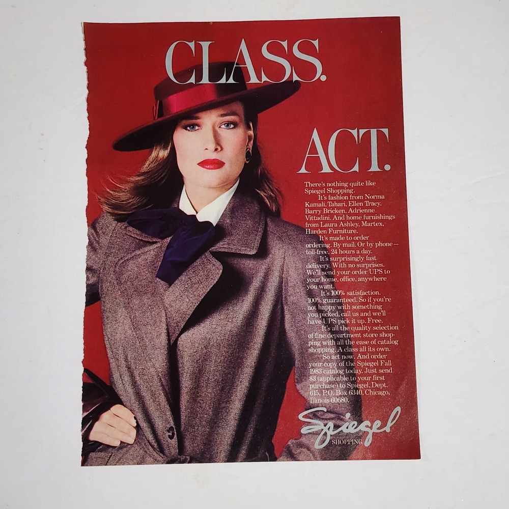 Vintage Print Ad SPIEGEL Class Act fashion model shopping clipping 1983 8x10.5